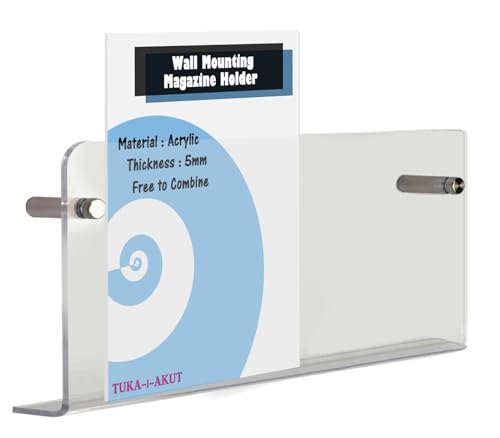 TUKA-i-AKUT Lot de 2 Étagères Murales de 60cm, Acrylique Extra Résistant, Support Mural pour Magazines Journaux Brochures Livres, Porte-Revues Porte-Prospectus Murales Transparente TKD8256-60cm-2x
