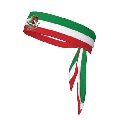 Mexico Flag Tie Headband for Men Women Adjustable Sports Sweatband Head Ties for Yoga Workout Running