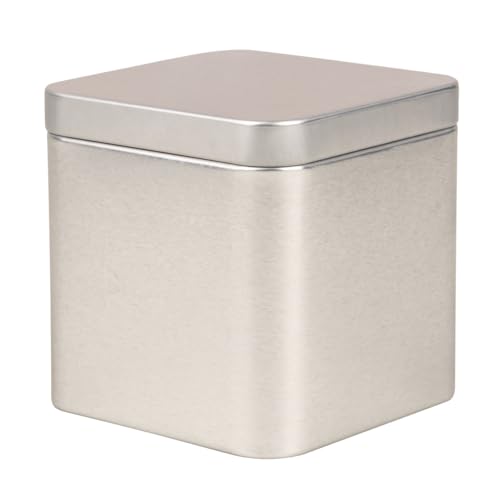 Rayher 26015606 Square Metal Tin with Lid Square 7.6 x 7.6 x 7.6 cm Silver