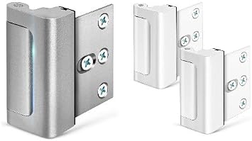 Home Security Door Lock, Childproof Door Reinforcement Lock with 3" Stop 4 Screws Withstand 800 lbs for Inward Swinging Door, Upgrade Night Lock to Defend Your Home Silver-1 Pack + White-2 Pack