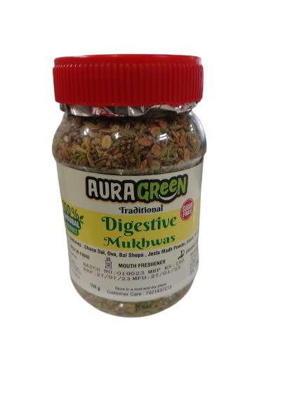 Aura Green Grandma's Special Mukhwas ǀ 100% All Natural ǀ Vegan ǀ Gluten Free ǀ No Artificial Preservatives ǀ Trans Fat Free ǀ Low Calories ǀ 100 grm each (Pack of 1)