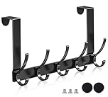 MIVITOOM Over Door Hooks, Heavy Duty Stainless Steel Over Door Hanger with Rust Resistant Finish, 5 Hooks for Coats, Hats, Bags, Clothes, Towels