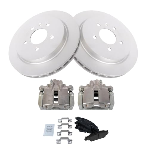 Image of TRQ Rear Brake Pad and Rotor Set Ceramic Vented Coated Rotors Calipers