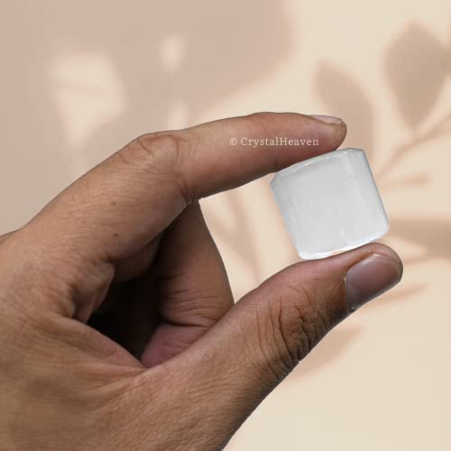 Image of Certified Selenite Crystal Healing Tumbled Stone, Natural Polished Crystals for DIY Crafts, Manifestation, Meditation, Pooja Feng Shui and Reiki Healing (30 Grams)