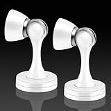 KOLAKO Magnetic Door Stops, White Door Stoppers Magnetic Floor Wall Mount Door Stop Soft Catch Brushed Stainless Heavy Duty Magnet Doorstops for Bottom of Door, 2 Pack
