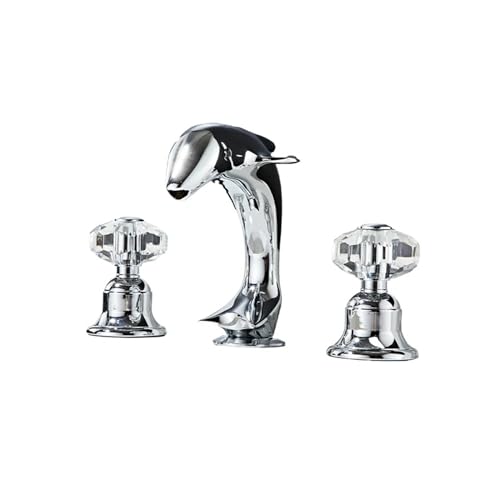 Robinet de salle de bain dauphin en or et cristal pour mitigeur chic