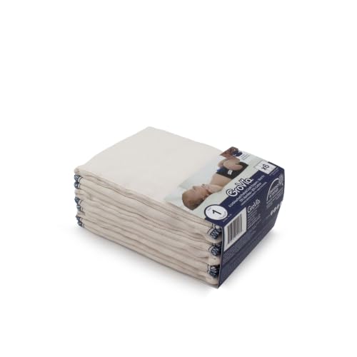 Image of GroVia Reusable Unbleached 70% Viscose of Rayon from Bamboo / 30% Cotton Prefold Cloth Diapers (6pk) - Size 1 : Newborn