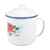 Tasse à thé avec couvercle – prise en main confortable, style vintage unique, surface lisse et grande contenance