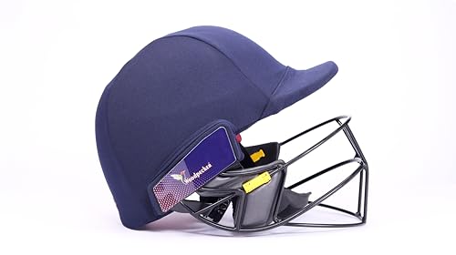 Image of Woodpecker Pro Professional Grade Cricket Batting Helmet with Carbon Steel| Navy Blue | Steel Single Grille Face Guard | Fabric Covered Helmet with Cloth Single Wire (Size-M)