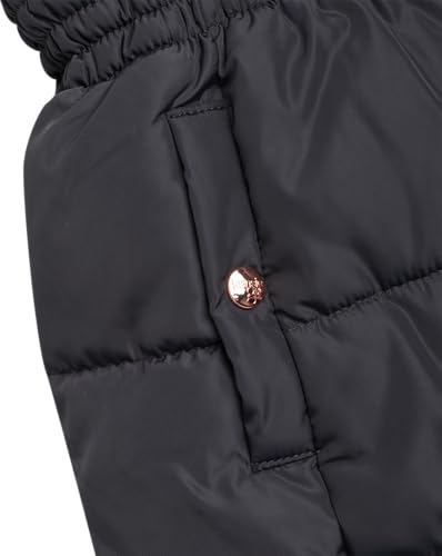 KENSIE GIRL Girls Quilted Puffer Anorak Jacket - Cozy Sherpa Lined Faux Fur Trim Hooded Winter Coat with Cinched Waist (7-16)4