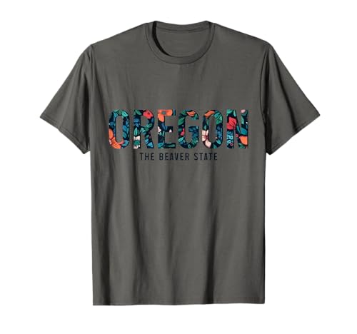 Oregon The Beaver State PNW Vintage Pride Floral Flowers T-Shirt