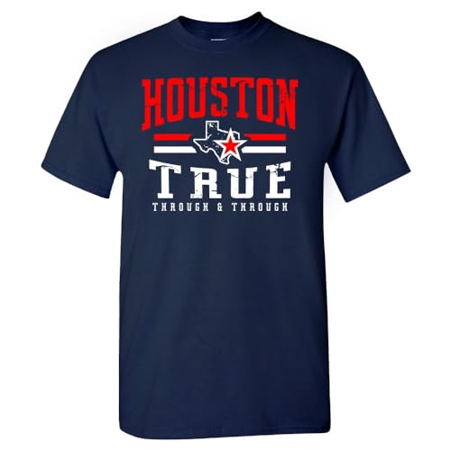 Houston Football Men's Vintage Fan T-Shirt (Navy T-Shirt, L)