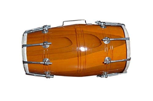 Satnam Traditional 14-Inches Bolt Tuned Handmade Dholak Drum | Dholak Instrument | Dholki Music Instrument - 100% Made in India (Natural)