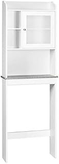 Multigot Over Toilet Shelf, Bathroom Storage Organizer Unit with Adjustable Shelf, Free Standing Tall Washing Machine Rack(Tempered Glass Door)