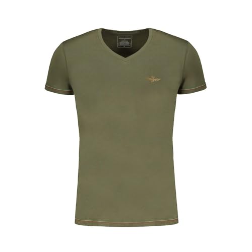 T-shirt Aeronautica Militare en coton vert kaki pour homme confortable