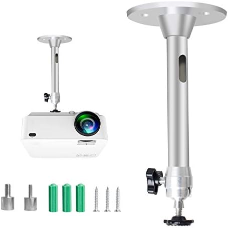 Mini Ceiling Wall Projector Mount Stand Compatible with QKK, DR.J, DBPOWER, Anker, VANKYO, AAXA, Jinhoo, PVO, TMY, AuKing and Most Other Mini Projector (175mm, Silver)