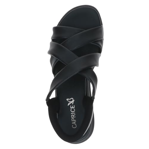Caprice Sandalia Plana para Mujer, 9-28209-46, Negro, SOFTNAP, 40 EU