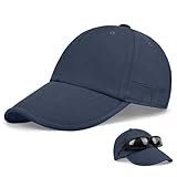 Classic Unstructured Baseball Cap Foldable Soft-Brim Adjustable Vintage Plain Dad Hat for Men Women Hiking Fishing Golf Navy Blue