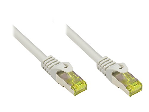 Good Connections RJ45 Ethernet LAN Patchkabel mit Cat. 7 Rohkabel und Rastnasenschutz RNS, S/FTP, PiMF, halogenfrei, 500MHz, OFC, 10-Gigabit-fähig (10/100/1000/10000-Base-T Ethernet Netzwerke) - z.B. für Patchpanel, Switch, Router, Modem - grau, 3 m