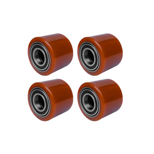 4 rodillos for carretilla elevadora eléctrica, 80x64 mm, rodillos for transpaleta, banda de rodadura de polietileno con rodamientos de bolas, diámetro interior 30 mm.