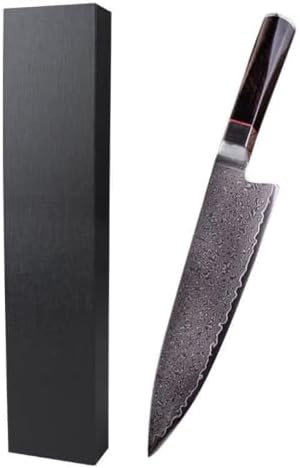 Chef Knife, 8 Inch 67 Layer Damascus Steel Ultra Sharp Slicing Knife With Wooden Handle