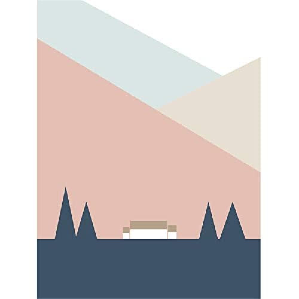 Wee Blue Coo Pastel Geometric Shapes Scotland Scottish Highland Croft Home Art Print
