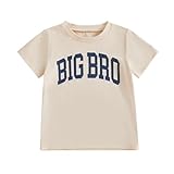 Big Brother Shirt for Toddler Baby Boy Promoted to Big Brother Announcement T-Shirt Kids Summer Short Sleeve Tee (Beige Big Bro, 1-2 Years)