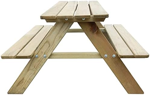 vidaXL Kid's Picnic Table 89x89.6x50.8cm Pinewood Outdoor Garden Bench Seat