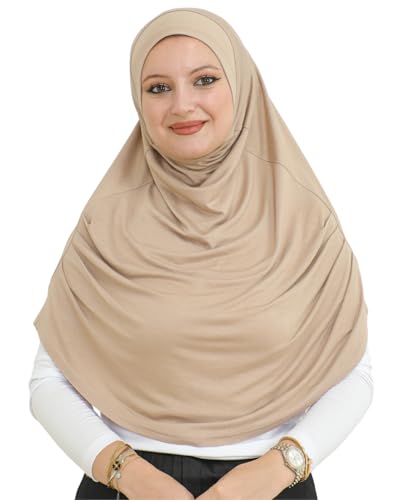 ● DESIGN ELEGANTE SCIARPA DONNA - Questo hijab da donna musulmano facile da indossare è progettato con una semplicità che può essere abbinata perfettamente a qualsiasi abaya o abito musulmano da donna. Questo modesto berretto di cotone, facile da usare, è la combinazione preferita di abaya, burka abiti da preghiera in jersey nero, abiti islamici, jilbab, niqab e khimar.