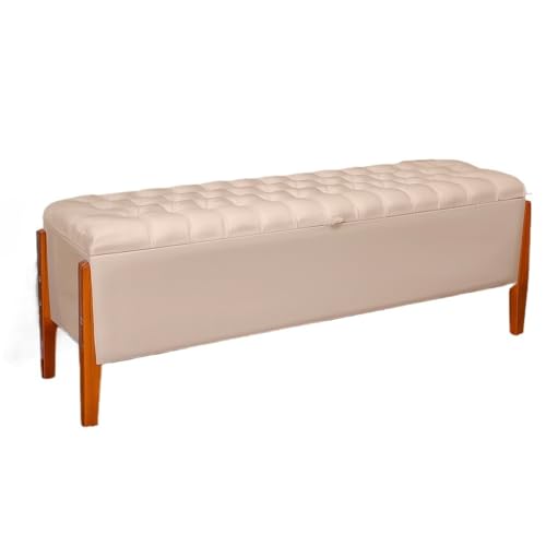 Banco Baú Sapateira Calçadeira Organizadora 90 cm Puff Baú Solteiro Divã - Móveis para Quarto Luxo Cama Box Bau Organizador para Quarto(Bege)
