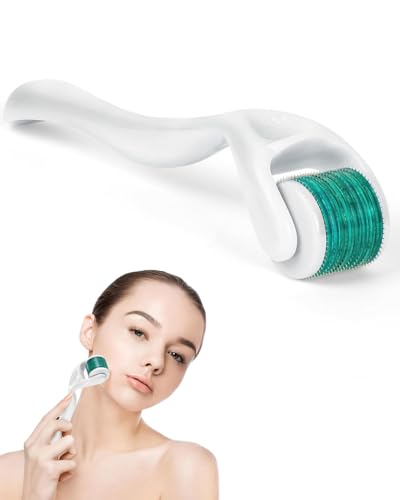 HUVZOR Derma Roller, Dermaroller, 540 aiguilles en titane de 0,5 Mm,Rouleau Derma pour hommes,Stimuler la croissance de la barbe et des cheveux,Es vergetures et les rides