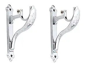 Ferio Zinc Alloy Chrome Finish Jaguar Heavy Curtain Supports for Door and Window Curtain Brackets/Holders Set for 1 Inch Rod (Pack of 2 Pcs)