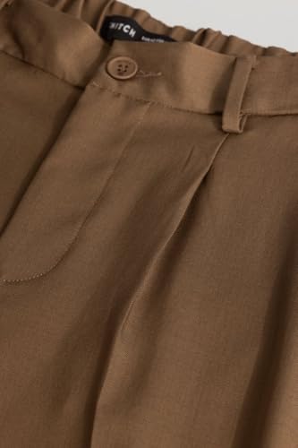 Image of SNITCH Brown Plain Relaxed Fit Trousers