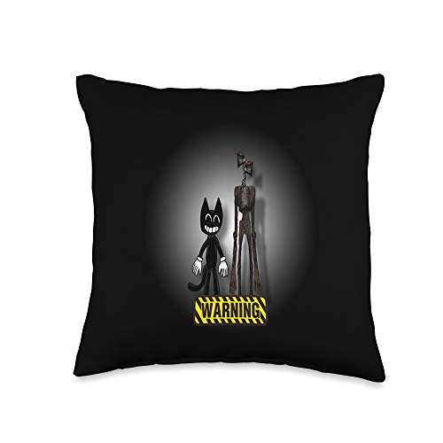 Siren head, Cartoon cat we love to escape from Siren head, Throw Pillow