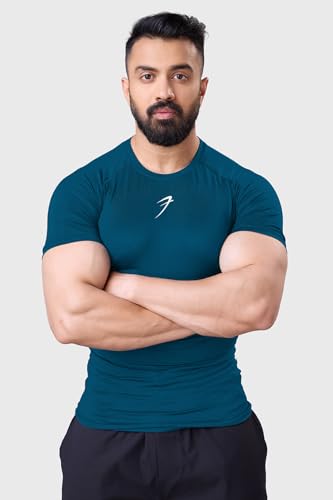 Image of FUAARK Men's Half Sleeve Compression T-Shirt - Athletic Base Layer for Fitness