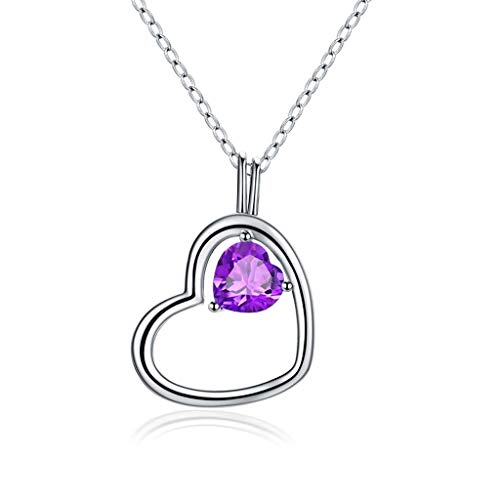 Collier double cœur améthyste naturelle de qualité supérieure bijou romantique