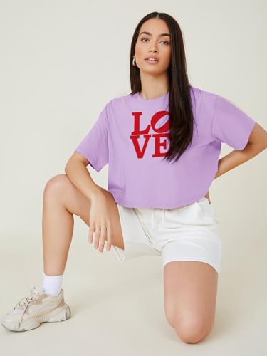 Image of KOTTY Women's Letter Print Oversized Fit T-Shirt