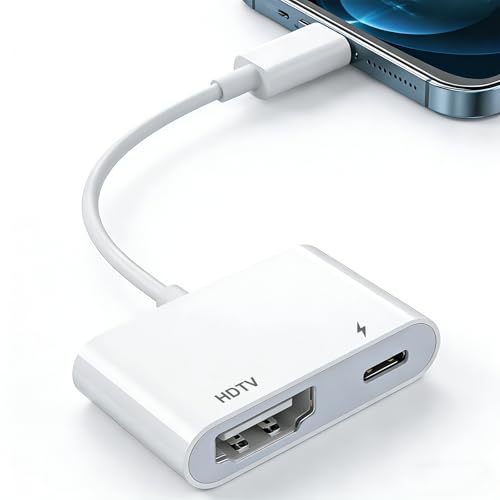 Lightning auf HDMI Adapter [Apple MFi Zertifiziert], 1080P Digital AV Adapter für iPhone & iPad, Synchronisationsbildschirm zu TV/Monitor/Projektor