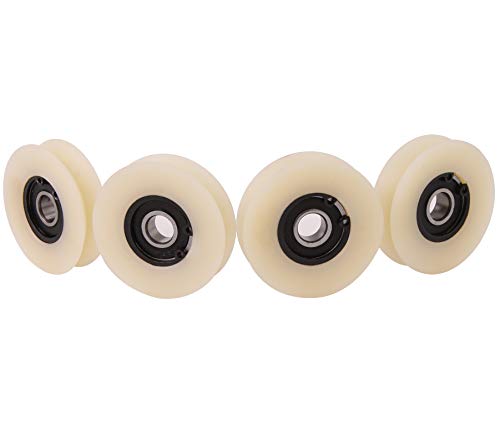 (V50-10) Pack of 4 Nylon Polyamide Pulley Wheels with 90° V groove Linear Guiding Wheels (50 mm Diameter - 10 mm Bearing)