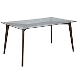Flash Furniture Parkside 35.25' x 59' Rectangular Solid Walnut Wood Table with Clear Glass Top