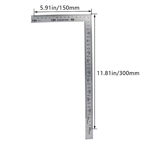 Utoolmart Right Angle Ruler, 150×300Mm Stainless Steel L Shape Ruler, 90 Degree Square Layout Tool, For Carpenter Engineer, 1 Pcs #TOP1