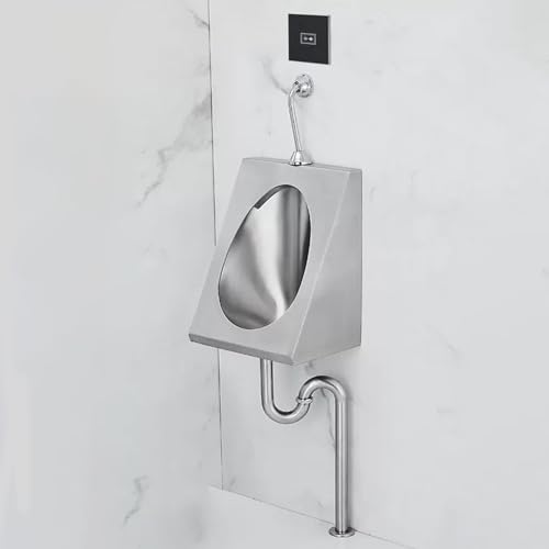 OTQEFTN Wall Mounted Sensor Urinal, 304 Stainless Steel Urinal with Wall Row/Floor Row, Men's Toilet Washout High-Efficiency Urinal, Urine Diverter for Schools, Hospitals