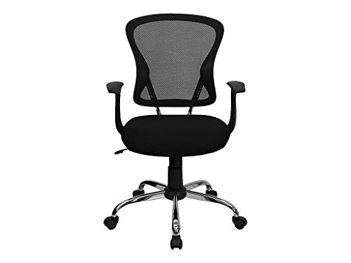 Flash Furniture Alfred Mid-Back Black Mesh Swivel Task Office Chair with Chrome Base and Arms