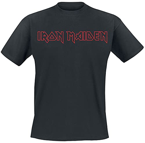 Iron Maiden Revised Logo Hombre Camiseta Negro Vorne Bedruckt Reg...