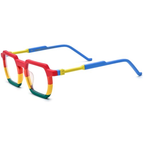 Image of HEPIDEM Matte Multicolor Acetate Glasses Frame Men Vintage Square Eyeglasses Optical Spectacles 9289