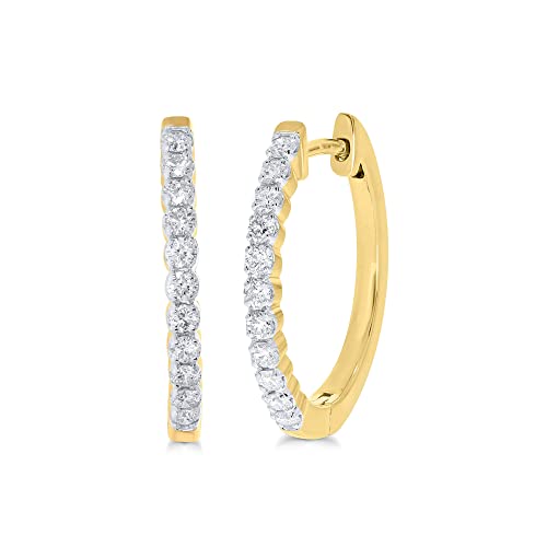 Dangling Lab Grown Diamond Hoop Earrings for Women| 3/4-2 CT. TW. GH Color VS SI Clarity | White or Yellow Gold Plated 925 Sterling Silver Diamond Earring Set