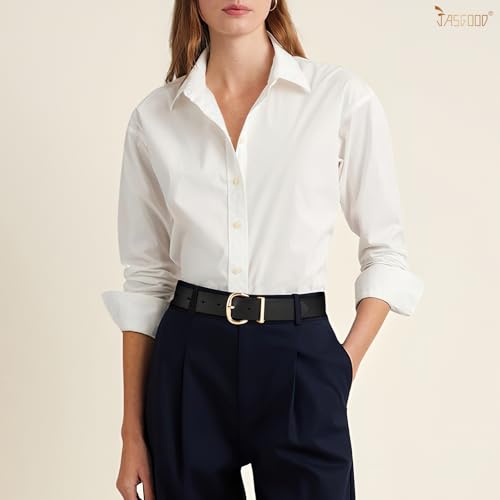 JASGOOD 3 Pack Women Leather Belt for Jeans Pants Gold Buckle Casual Waist Dresses Belt for Ladies2