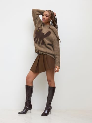 CIDER Women’s Cat Sweater Long Sleeve Crew Neck Fun Graphic Cute Patterned Pullover Sweater Tops3