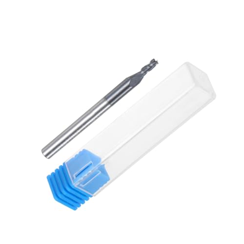 Image of uxcell Carbide Square End Mill, 5 /64 inch Diameter TiAlN Coated 3 Flutes Milling Bit Cutter, for Hardened Steel Stainless Steel Alloy Metal, 1 /8 inch Shank 7 /32 inch Cut Length 1-1 /2 inch Long HRC55