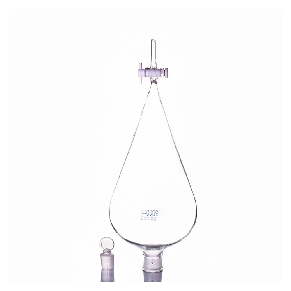 Embudo de decantación con tapón vidrio esmerilado y llave paso, capacidad 5000 ml, válvula conmutación PTFE Equipamiento de laboratorio